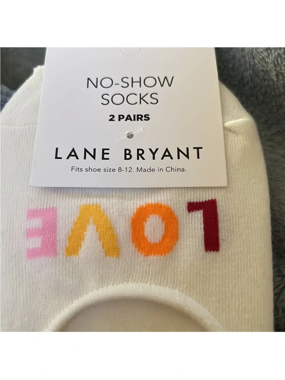 No-Show Sock Set with Rainbow Heart and LOVE Motif - Women